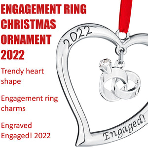 Our First Christmas Ornament 2022 Engaged Heart With Rings - Mr And Mrs Ornament 2022 - Engaged Christmas Ornament - 1st Christmas Together Ornament 2022- Christmas Wedding Ornament 2022 By Klikel