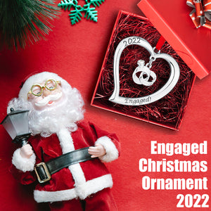 Our First Christmas Ornament 2022 Engaged Heart With Rings - Mr And Mrs Ornament 2022 - Engaged Christmas Ornament - 1st Christmas Together Ornament 2022- Christmas Wedding Ornament 2022 By Klikel