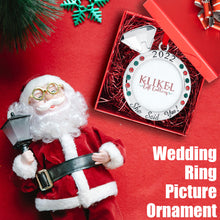 Load image into Gallery viewer, Our First Christmas Ornament 2022 - She Said Yes! Wedding Ring Picture Ornament For Christmas Tree - Engaged Christmas Ornament - 1st Christmas Together Ornament 2022 - Wedding Ornament 2022 By Klikel