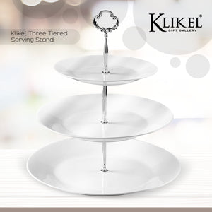 3 Tiered Serving Stand -Silver Serving Tray for Parties - Round Platter for Cupcakes Fruits Dessert or Tea - Cake Pop Stand and Buffet Server