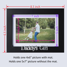 Load image into Gallery viewer, Daddy&#39;s Girl Picture Frame - Black Wood Frame with Father Sentiments - Holds 1 4x6 Photo with Mat or 1 5x7 Photo Without Mat - Wall Mount and Table Desk Display