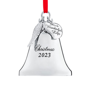 Klikel Christmas Bell Ornament 2023 - It's a Wonderful Life Bell Christmas Ornament 2023 - Christmas Bell 2023 Ornament - Bell Ornament for Christmas Tree - Christmas bell with hanging Wing and Heart