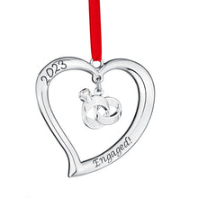 Load image into Gallery viewer, Our First Christmas Ornament 2023 Engaged Heart with Rings - Mr and Mrs Ornament 2023 - Engaged Christmas Ornament - 1st Christmas Together Ornament 2023- Christmas Wedding Ornament 2023 By Klikel