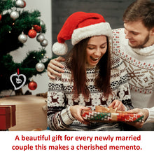 Load image into Gallery viewer, Our First Christmas Ornament 2023 As Mr &amp; Mrs - Heart with Rings Our First Christmas Married Ornament 2023 - 1st Christmas Married Ornament 2023 - Just Married Newlywed Wedding Ornament 2023 By Klikel