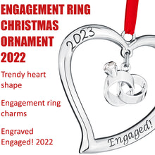Load image into Gallery viewer, Our First Christmas Ornament 2023 Engaged Heart with Rings - Mr and Mrs Ornament 2023 - Engaged Christmas Ornament - 1st Christmas Together Ornament 2023- Christmas Wedding Ornament 2023 By Klikel