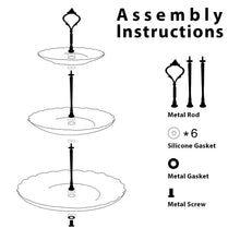 Load image into Gallery viewer, 3 Tiered Serving Stand -Silver Serving Tray for Parties - Round Platter for Cupcakes Fruits Dessert or Tea - Cake Pop Stand and Buffet Server