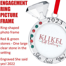 Load image into Gallery viewer, Our First Christmas Ornament 2023 - She Said Yes! Wedding Ring Picture Ornament for Christmas Tree - Engaged Christmas Ornament - 1st Christmas Together Ornament 2023 - Wedding Ornament 2023 By Klikel