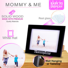 Load image into Gallery viewer, Mommy and Me Frame - Black Wood Frame with Silver Mom Sentiments - Holds 1 4x6 Photo with Mat or 1 5x7 Photo Without Mat - Wall Mount and Table Desk Display