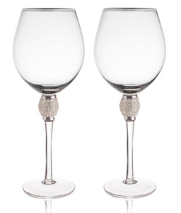 Set of 2 Wine Glasses - Rhinestone 