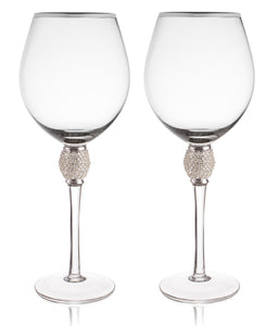 Diamond Design Pretty Wine Glasses - 6 1/4 tall