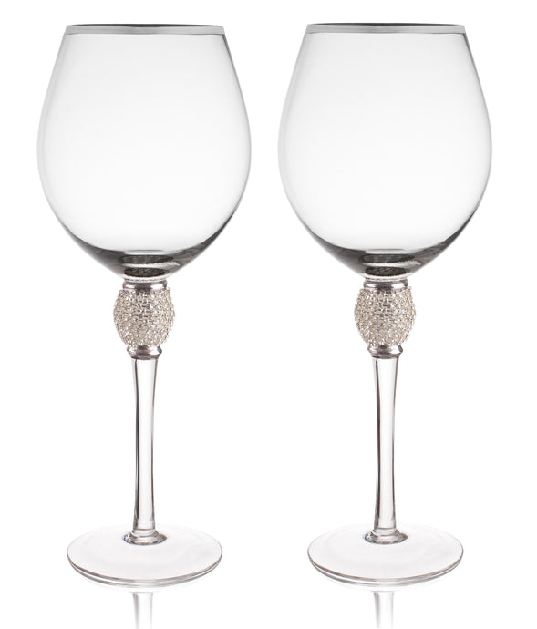Set of 2 Wine Glasses - Rhinestone 