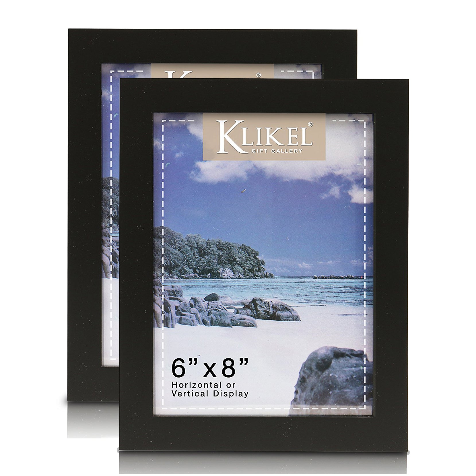 Klikel Black Picture Frame - Set of 2 6x8 Black Wooden Photo Frame - M