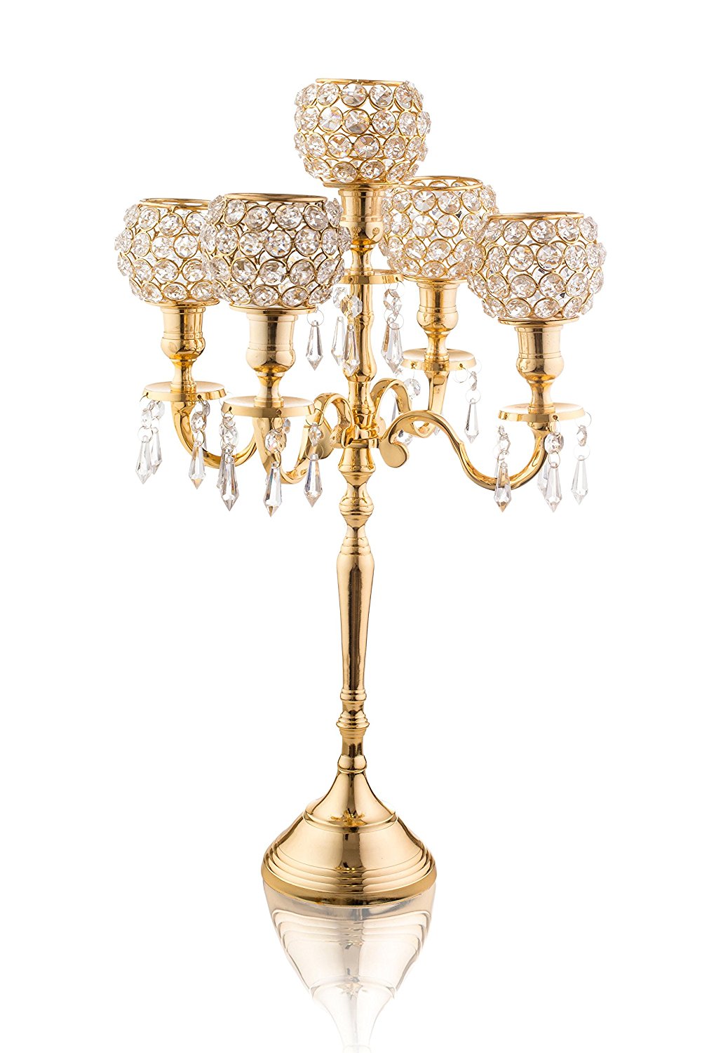 Classic Gold 5 Light Candelabra 24 Inch With Globes