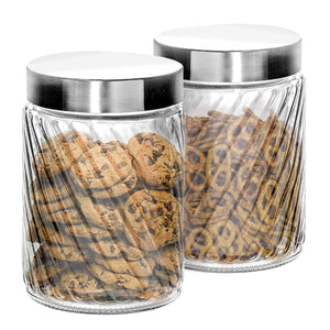 Glass Jar with Lid - Glass Canister 68oz/2000ML - 2pc Canister Set for Kitchen Counter - Cookie Jar - Glass Storage Jar - Canister With Lid by Klikel