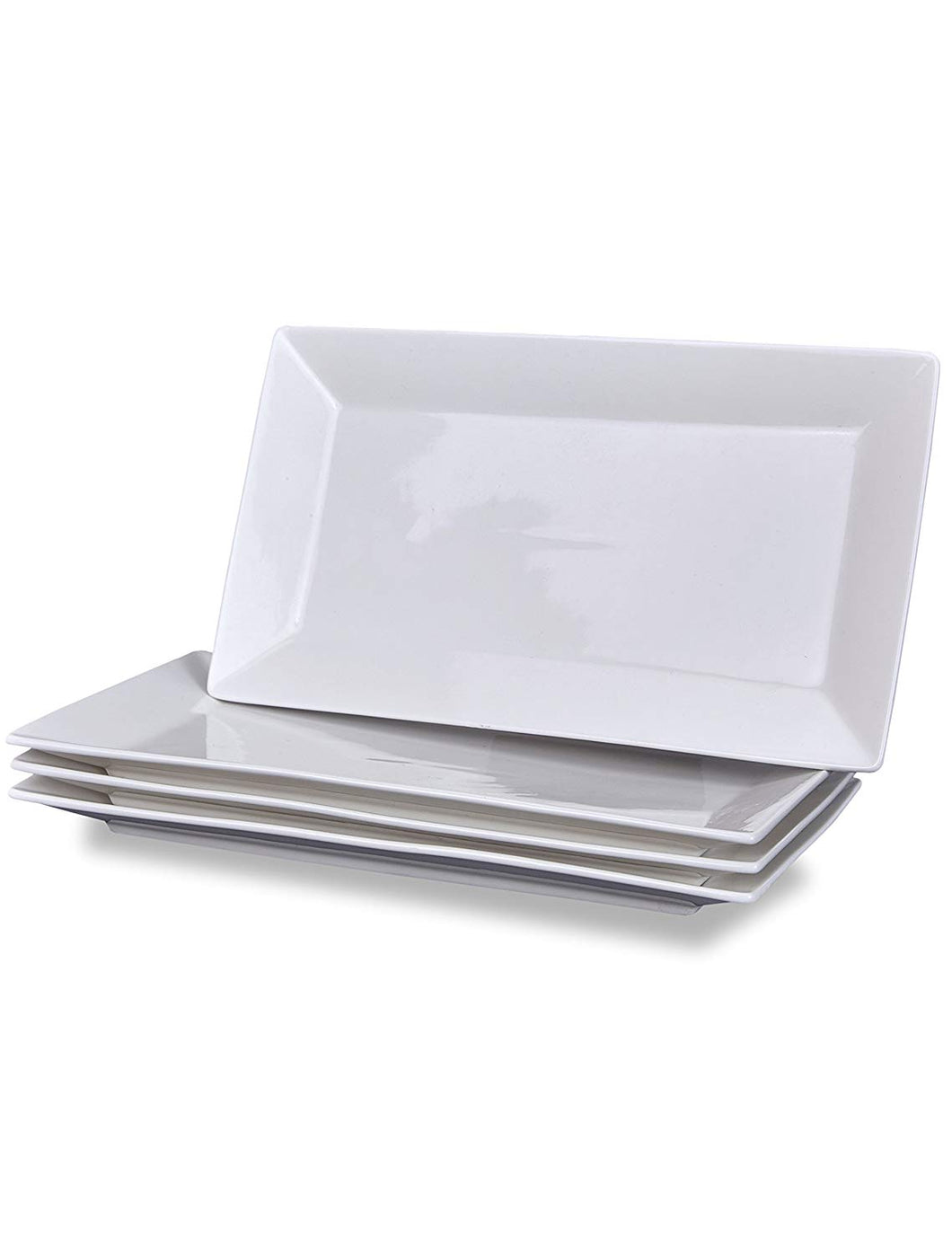 4 Serving Platters - Classic White Plate - Serving Trays for Parties - Microwave and Dishwasher Safe - 6.5 x 14 Inch
