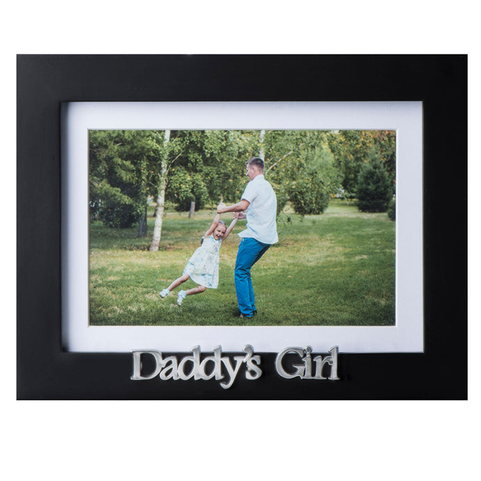 Daddy's Girl Picture Frame - Black Wood Frame with Father Sentiments - Holds 1 4x6 Photo with Mat or 1 5x7 Photo Without Mat - Wall Mount and Table Desk Display