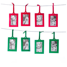 Load image into Gallery viewer, Christmas Photo Ornament Frames - Red &amp; Green Mini Picture Frames - Set of 8 - Small Holiday Frames for Gifts or Hanging on Christmas Trees