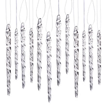 Load image into Gallery viewer, Glass Icicle Ornaments - Winter Decorations for Christmas Tree - Total 36 hanging ornaments - 18 4&quot; and 18 6&quot;