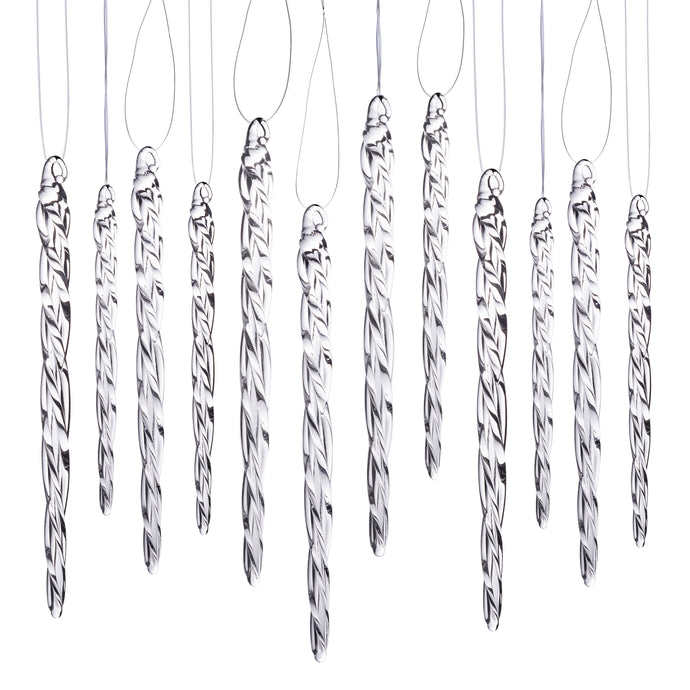 Glass Icicle Ornaments - Winter Decorations for Christmas Tree - Total 36 hanging ornaments - 18 4