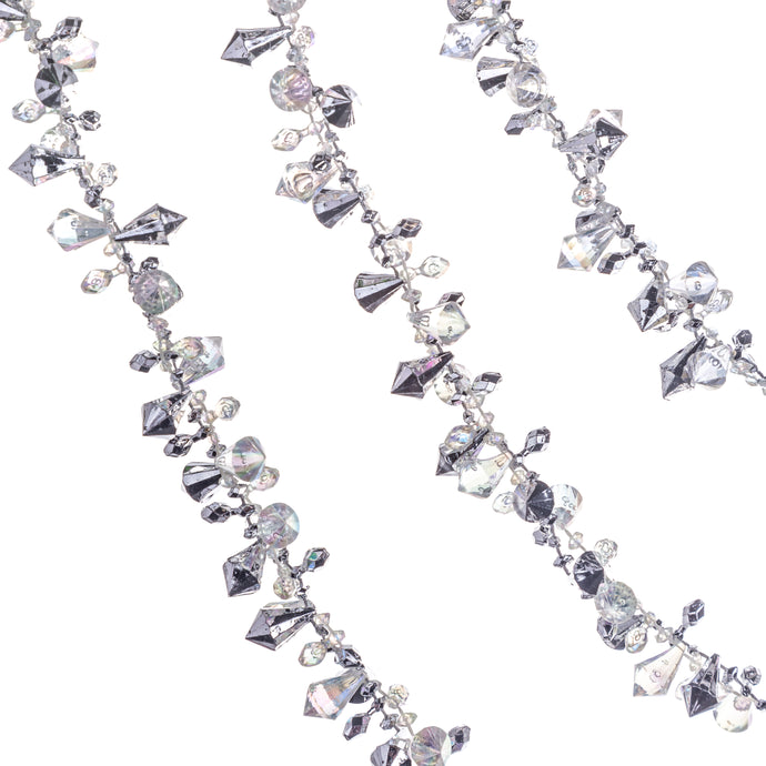 Iridescent Silver Large Twinkle Ice Double Twist Bead Garland, Set of 2 each 10 Feet