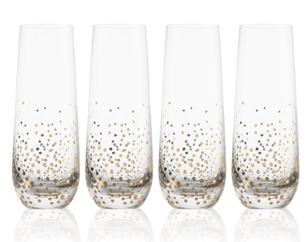 Trinkware Goldosa Stemless Champagne Flute Glasses with Gold