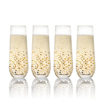Load image into Gallery viewer, Goldosa Stemless Champagne Flute Glasses with Gold Luster – Mimosa Glasses Set of 4 – 9oz