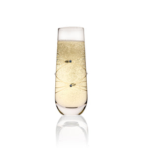 Calici Champagne Flutes Stemless Glasses Etched with Stones – Mimosa Glasses Set of 4 – 9oz