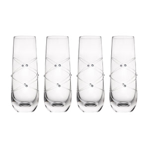 Calici Champagne Flutes Stemless Glasses Etched with Stones – Mimosa Glasses Set of 4 – 9oz