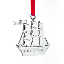 Load image into Gallery viewer, Wind Boat Christmas Ornament - Silver Christmas Ornament - Nautical Ornament - Ship Ornament for Christmas Tree - Silver Sailor Keepsake